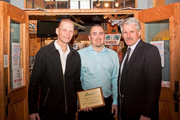 Ross McDonald and Simon Watson from Southern Discoveries with Brian Henderson, President of ITOC holding their Operator of the Year 2011 award